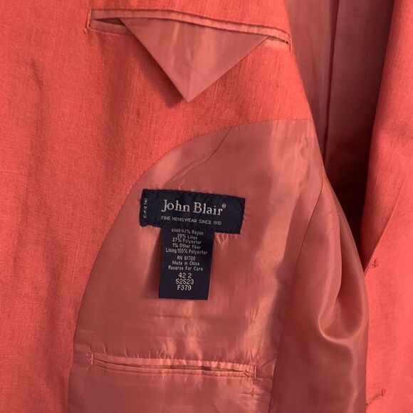 John Blair Men's Coral Blazer Linen Blend Size 42 - Picture 9 of 10